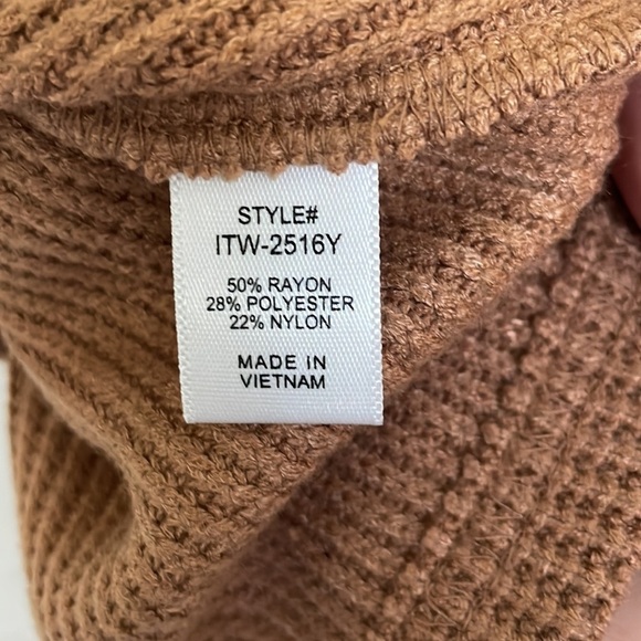 Zenana Women’s Boxy Waffle Knit Cuffed Sleeve Top Camel L - Picture 5 of 5